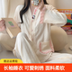 JIOESC睡衣女春秋季長(zhǎng)袖長(zhǎng)褲薄款開衫可愛卡通高級(jí)感家居服寬松兩件套款 粉邊KT貓 L碼【100-120斤】