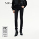 MO&Co.牛仔褲設計感復古腰封高腰修身洗磨黑色小腳褲搖滾摩安珂 牛仔黑色 XS 25