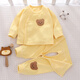 小三月德絨嬰兒保暖內衣套裝春秋季男女小寶寶開(kāi)衫秋衣秋褲分體套裝開(kāi)襠 R01-S+R01-K黃色 80碼，建議17-21斤