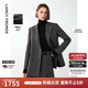 朗姿復古羊毛灰色高智氣質(zhì)通勤職業(yè)西服外套女2024冬季新款西裝 深灰色2 M