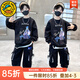 G.duck童裝男童秋裝套裝2025新款兒童衛衣套裝中大童帥氣男孩運動(dòng)兩件套 黑色-春秋款 120碼建議110-120cm6-7歲