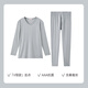 曼妮芬輕暖莫代爾桑蠶絲男士秋衣秋褲套裝抗菌保暖內衣套裝 031 灰色-V領(lǐng)套裝 L (175)