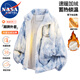 NASA MARVEL棉衣男秋冬夾克羊羔絨外套加絨保暖潮牌加厚情侶款 藍色加絨 XL