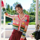 CLOUD SEASON彩虹步道開(kāi)衫毛衣針織開(kāi)衫女春秋上衣2025新款針織衫小衫薄外套 彩色 均碼