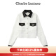 Charlie Luciano小鹿印花短款粗花呢襯衫秋季情侶男女同款193709編織cl外套 白色 XS