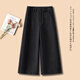 洋芯格 YOUNG FEELING高級感羊毛呢闊腿褲女秋冬2025新款超火八分靴褲小個(gè)子加厚直筒褲 黑灰色-九分 S (26) 【建議80-98斤】