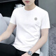 庫羅戈短袖t恤男士2025夏季新款修身休閑圓領(lǐng)半袖潮牌ins打底衫男體恤 白色 XL (140-158斤)