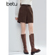 百圖（betu）女裝2025年冬季新款休閑褲仿燈芯絨褲子百搭闊腿短褲女2510T76