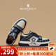 夢(mèng)特嬌（MONTAGUT）男鞋板鞋男秋季新款印花透氣休閑運動(dòng)鞋防滑小眾魔術(shù)貼百搭潮鞋男 藍色(皮鞋碼) 41