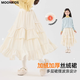 moonkids童裝女童冬裙加絨加厚公主裙子2025秋冬新款兒童絲絨半身裙長(cháng)款 6185米杏色絲絨裙 110 cm