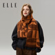 ELLE100%綿羊毛圍巾女秋冬高級感百搭時(shí)尚溫暖舒適戶(hù)外雙面提花新年