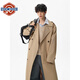 NEW OR MODE韓系英倫風(fēng)中長(cháng)款毛呢大衣男士秋冬季新款寬松雙排扣加厚風(fēng)衣外套 卡其色 XL 【建議125-145斤】