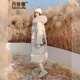 丹珠娜（DanZhuNa）羽絨棉服冬季新款韓版加厚面包服寬松過(guò)膝長(cháng)款棉衣超厚棉襖外套女 杏色 S 80-100斤