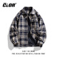 CLOR美式格子外套男秋冬加絨加厚潮牌小香風(fēng)毛呢大衣夾克JK17黑色2XL