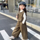 蓓馨貝（Beixinbei）童裝女孩衣服秋季新款女小童套裝1-6歲女寶寶韓版洋氣馬甲三件套3 卡其色馬甲三件套 110 建議3歲左右