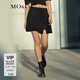 MO&Co.短裙春夏高腰黑色A字設計感斜襟開(kāi)叉半身裙黑色女摩安珂 黑色 S 160