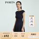 PORTS寶姿商場(chǎng)同款新品女裝氣質(zhì)純色修身短袖連衣裙LL8N021RWE005 丈青 L (8)