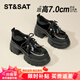 星期六（St&Sat）厚底樂(lè )福鞋女款2025新款秋冬季英倫風(fēng)小皮鞋小個(gè)子增高粗跟jk單鞋 黑色 跟高7cm 37