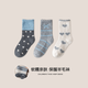 季米塔（Jimita）女童襪子秋冬季加厚兒童羊毛襪卡通可愛(ài)小狗冬天女寶寶保暖中筒襪 XY121藍灰系羊毛襪（3雙裝） 9-12歲 XL（約9-12歲）建議腳長(cháng)20-23cm