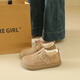 LINBUXAN真皮加絨勃肯鞋女2025冬季34碼戶(hù)外防滑輕便軟底一腳蹬保暖棉鞋子 卡其色 38