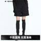 sdeer圣迪奧冬季休閑女裝簡(jiǎn)約口袋無(wú)彈力拉鏈滌綸復古時(shí)尚格紋A字毛呢短褲S20480908 黑色/91 M/165