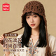 MINISO帽子女護耳鏤空流蘇針織帽大頭圍顯臉小毛線(xiàn)帽防風(fēng)包頭帽 咖啡色