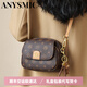 ANYSMIC輕奢侈品牌包包女包斜挎包女士2025新款老花小圓包單肩包 咖啡