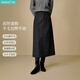 茵曼2025秋冬女裝新款復古開(kāi)叉羊毛針織半身裙顯瘦A字包臀裙子 貴族灰色-第二批 M