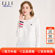 ELLE ACTIVE 純棉柔軟舒適長(cháng)袖T恤女裝初秋時(shí)尚氣質(zhì)袖口撞色百搭圓領(lǐng)打底衫女 白色【建議拍大一碼】 M