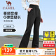 駱駝（CAMEL）運動(dòng)褲女休閑透氣微喇修身針織衛褲子 J25CAV6016，幻影黑，女 M