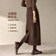 沫晗依美含羊毛醋酸直筒后開(kāi)叉半身裙2025冬季新款保暖顯瘦半裙女
