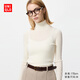 優(yōu)衣庫女裝精紡美利奴羊毛羅紋兩翻領(lǐng)針織衫/長(cháng)袖毛衣478337 01 乳白色 M