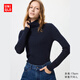 優(yōu)衣庫女裝精紡美利奴羊毛羅紋兩翻領(lǐng)針織衫/長(cháng)袖毛衣478337 69 藏青色 2XL