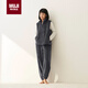 MUJI女式 暖柔家居睡衣馬甲女士上衣單件家居服秋冬 炭灰色 S-M