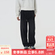 KAMA卡瑪美式立體剪裁加絨牛仔褲2025新款冬季男裝松緊腰直筒長(cháng)褲 黑色 XL