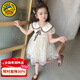 G.duck小黃鴨童裝女童連衣裙夏季2025新款中小童公主裙夏天女孩網(wǎng)紗裙子 杏色 90 建議【1歲半-2歲】