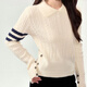 傲甜毛衣女翻領(lǐng)針織衫女上衣2026年新款秋冬季麻花套頭學(xué)院風(fēng)毛衣女款 米白色 M 【建議90-100斤】