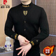 皮爾卡丹（pierre cardin）假兩件長(cháng)袖加絨加厚衛衣男士冬季痞帥氣刺繡高品質(zhì)半高領(lǐng)保暖上衣 黑色 XL 建議135-148斤