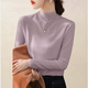NY-RCE高級灰色半高領(lǐng)修身長(cháng)袖內搭打底衫毛衣女秋冬新款慵懶風(fēng)針織上衣 淺紫色+優(yōu)質(zhì)面料 L