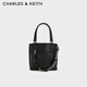 CHARLES&KEITH繩結鏈條包掛雙面背子母托特包生日禮物CK2-30671765 Black黑色 S