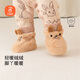 貝瑞加（Babyprints）嬰兒襪子秋冬加厚絨里襪套寶寶保暖襪嬰兒軟底鞋襪可外出 卡其12