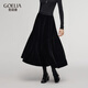 歌莉婭 冬季新品  絲絨傘擺長(cháng)款半截裙  1E3R2B23D 00B黑色 S