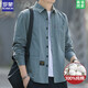 羅蒙（ROMON）100%純棉襯衫男春夏季薄襯衣商務(wù)休閑寬松長(cháng)袖短袖工裝外套百搭 6007灰綠色  常規 M 165 建議90-120斤