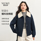 熙世界（sllsky）輕暖御寒工裝派克風(fēng)棉服2025冬季新款毛絨翻領(lǐng)棉衣短外套 深藏青 L