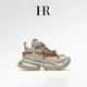 HR赫蓮娜【探索城野】老爹鞋女2026春季新款ins潮真皮厚底運動(dòng)鞋 米杏 37 (235mm)