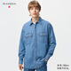 優(yōu)衣庫合作款/男裝女裝牛仔襯衫/水洗產(chǎn)品長(cháng)袖襯衣484245 65 寶藍色 L