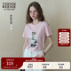 Teenie Weenie小熊女裝T恤2025秋季新款精美重工刺繡通勤短袖上衣 淺粉色 M