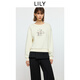 LILY2025冬新款撞色圖案亮絲寬松落肩百搭通勤白色套頭圓領(lǐng)衛衣女 601白色 L