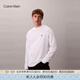 Calvin KleinJeans25秋季新款男士休閑通勤ck刺繡純棉寬松打底長(cháng)袖T恤上衣 YAF-月光白 M