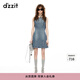 DZZIT地素連衣裙摩登燙水鉆設計修身圓領(lǐng)牛仔裙短裙小個(gè)子女 藍色 M